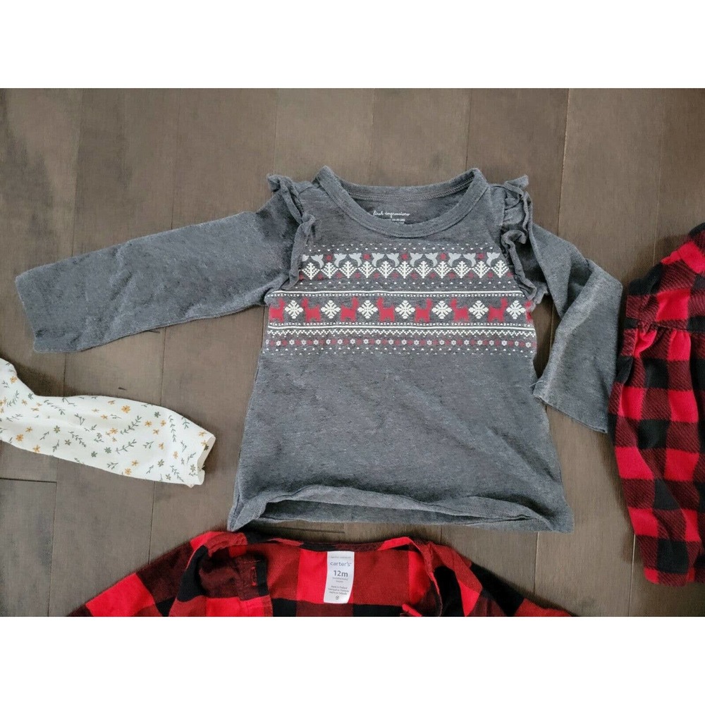 Baby Girl Clothes LOT Bundle Carters 6-12 Month Christmas Xmas Outfits Vest - Picture 3 of 11